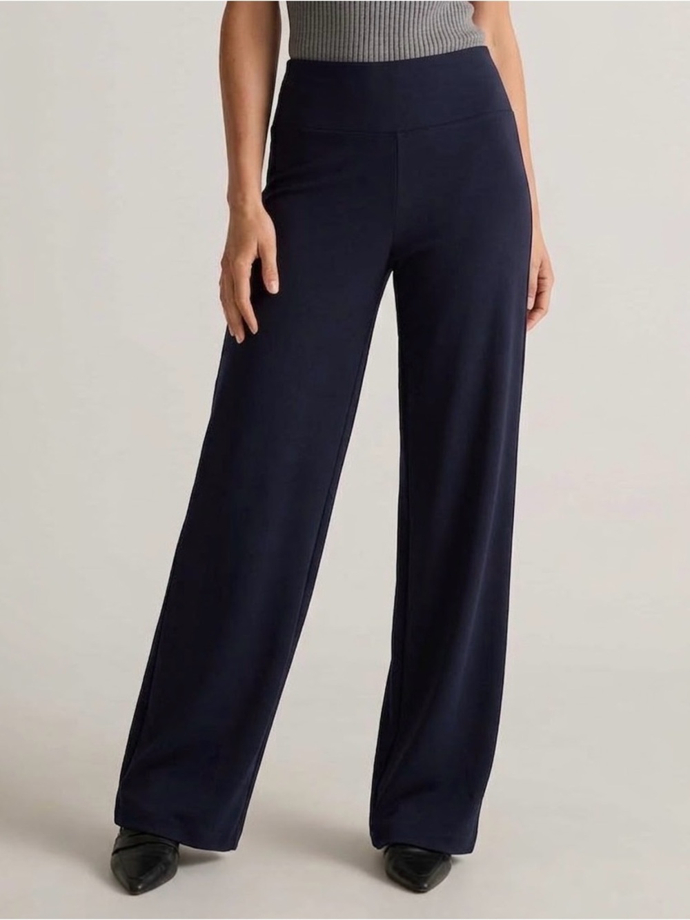 NEW J. Jill Women‘s S Pants Navy Blue Wearever Wide Leg Pull On Stretch Knit